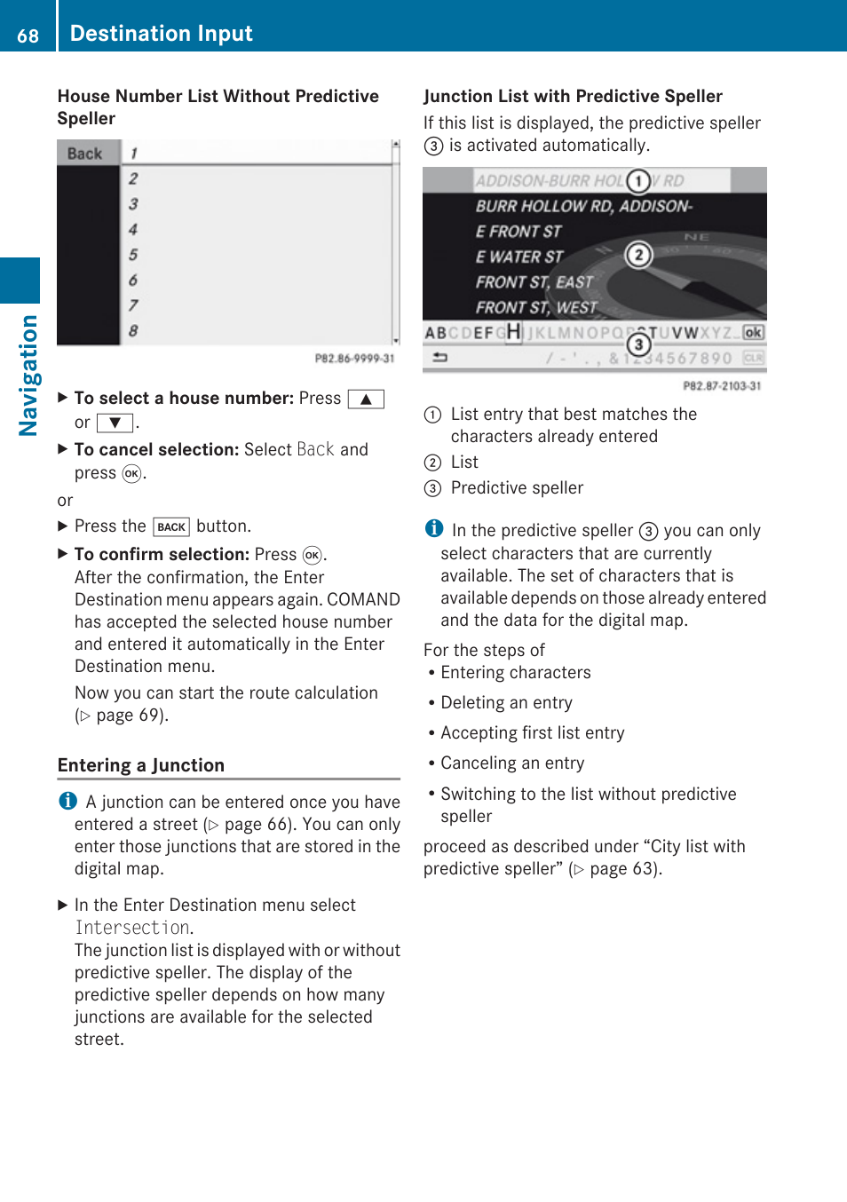 Navigation, Destination input | Mercedes-Benz G-Class 2010 COMAND Manual User Manual | Page 70 / 224