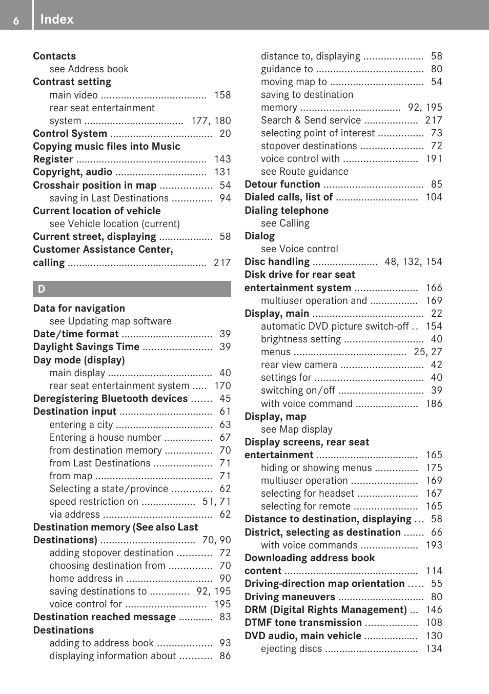 Index | Mercedes-Benz G-Class 2010 COMAND Manual User Manual | Page 8 / 224