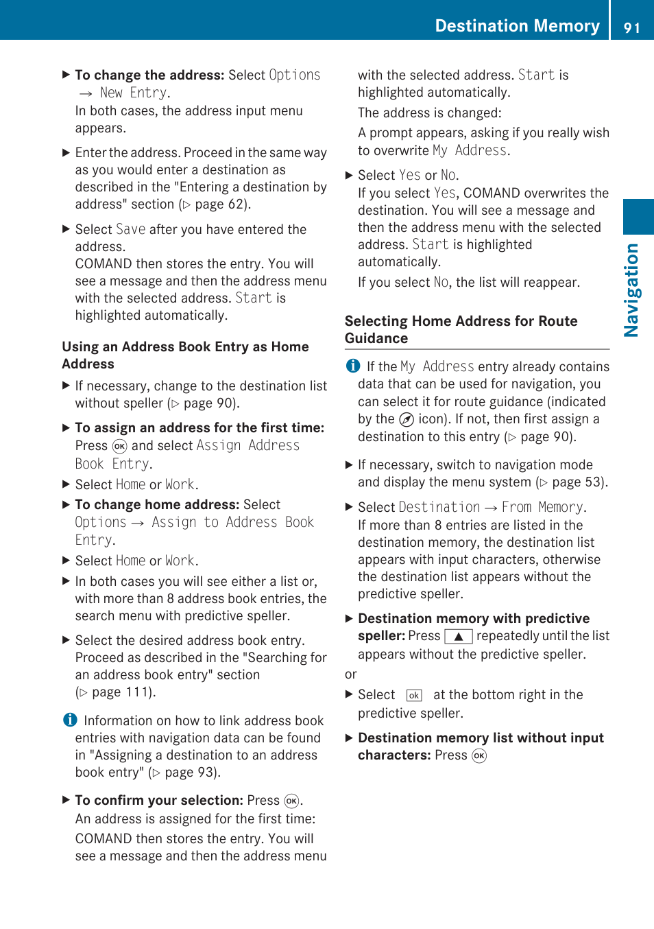 Navigation | Mercedes-Benz G-Class 2010 COMAND Manual User Manual | Page 93 / 224