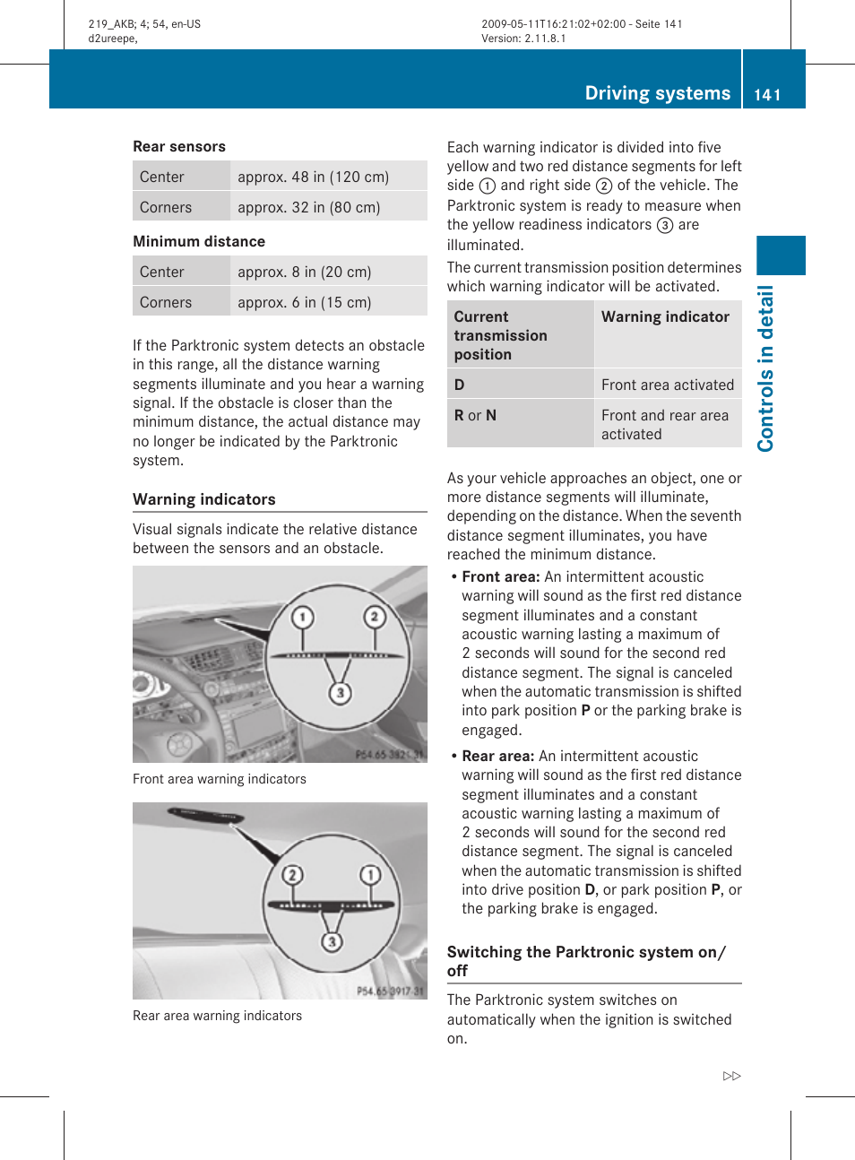 Controls in detail, Driving systems | Mercedes-Benz CLS-Class 2010 Owners Manual User Manual | Page 143 / 308
