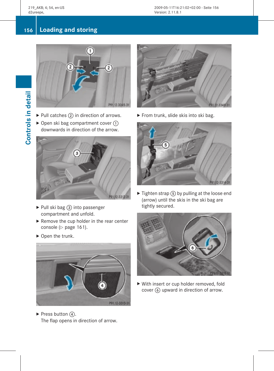 Controls in detail, Loading and storing | Mercedes-Benz CLS-Class 2010 Owners Manual User Manual | Page 158 / 308