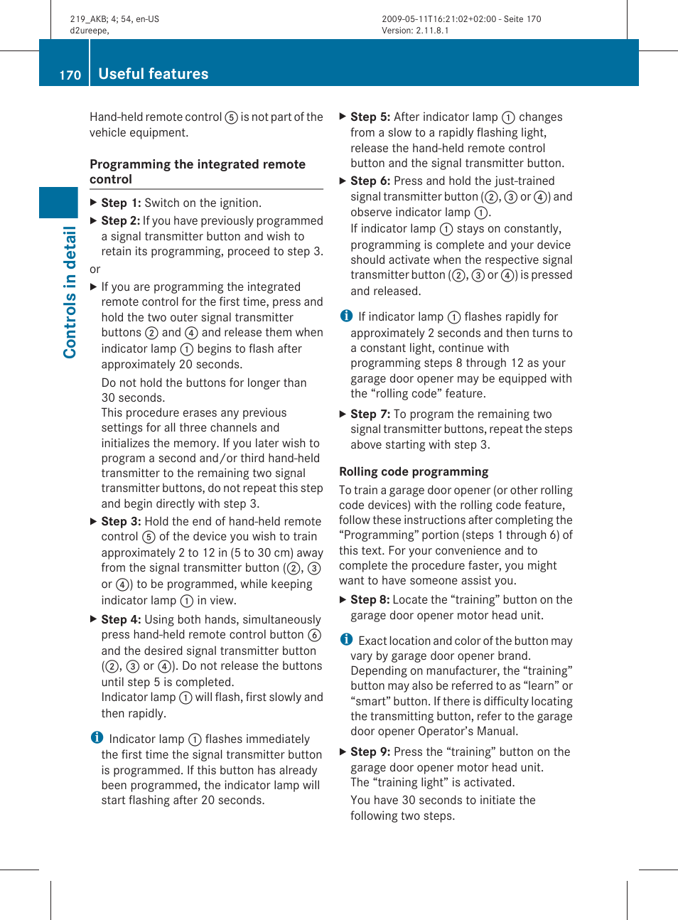 Controls in detail, Useful features | Mercedes-Benz CLS-Class 2010 Owners Manual User Manual | Page 172 / 308