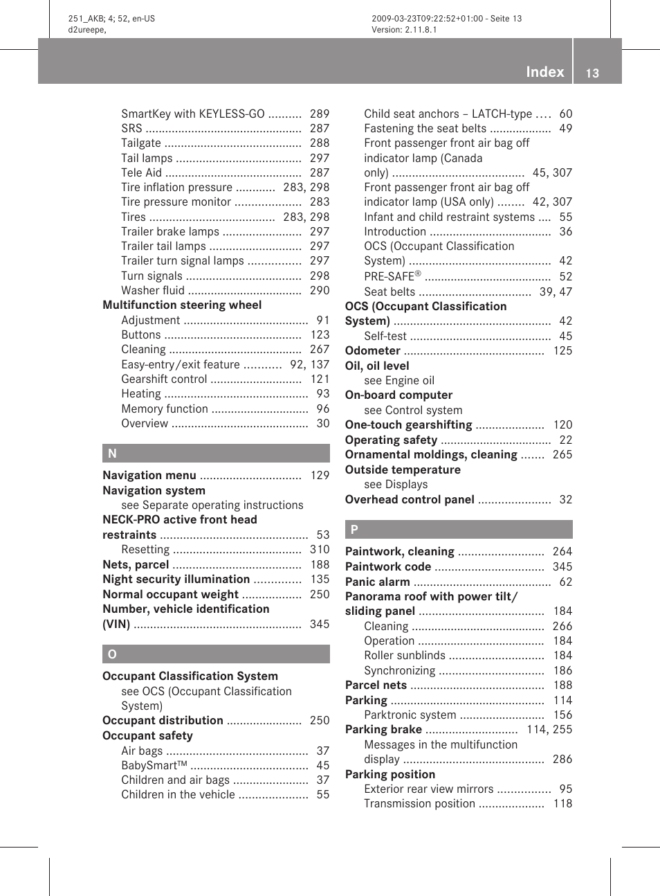 Index | Mercedes-Benz R-Class 2010 Owners Manual User Manual | Page 15 / 364