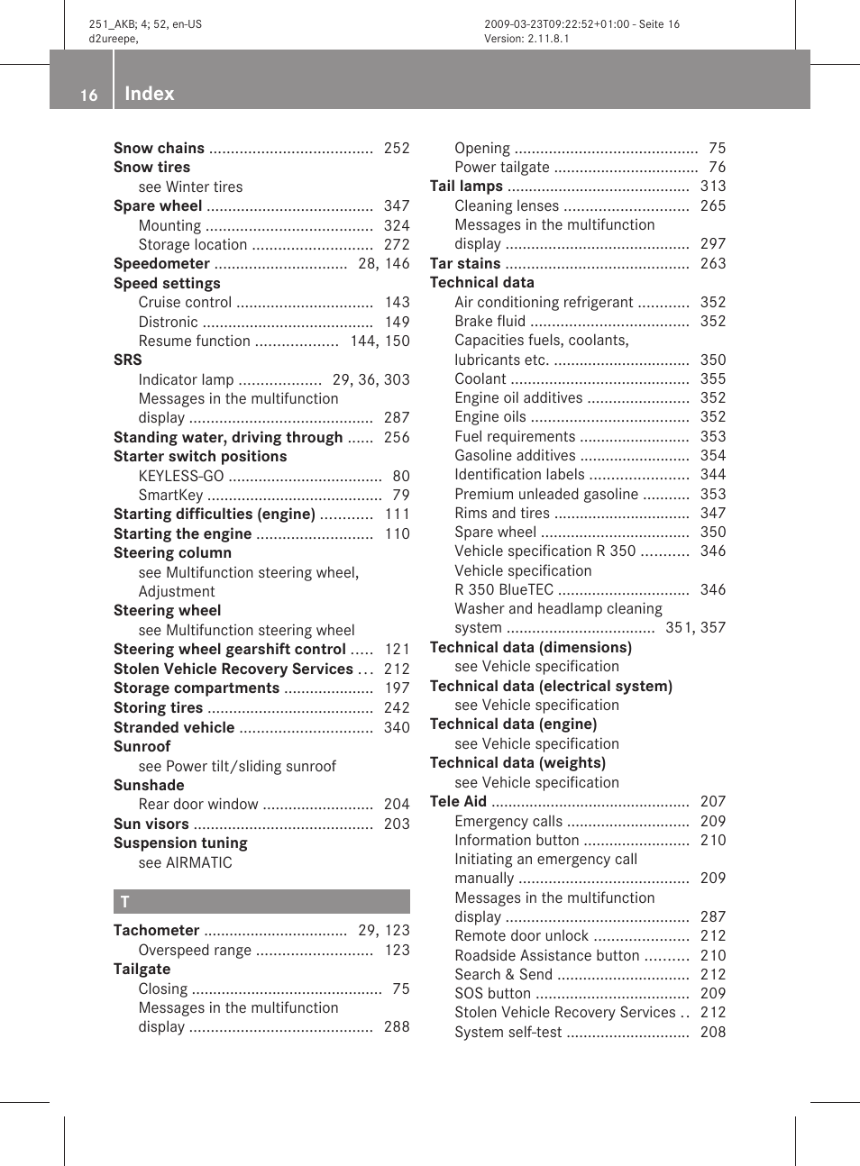 Index | Mercedes-Benz R-Class 2010 Owners Manual User Manual | Page 18 / 364