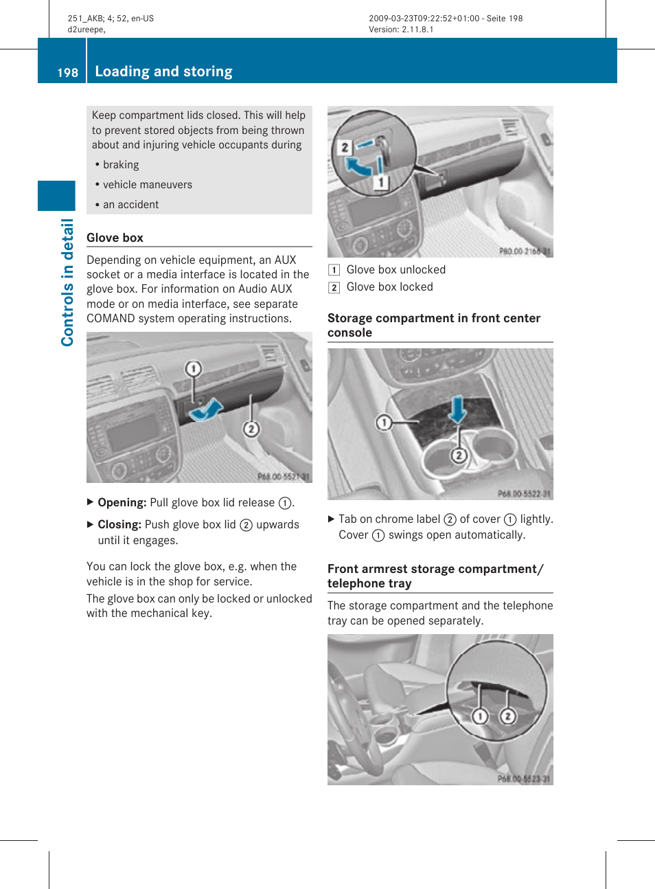 Controls in detail, Loading and storing | Mercedes-Benz R-Class 2010 Owners Manual User Manual | Page 200 / 364