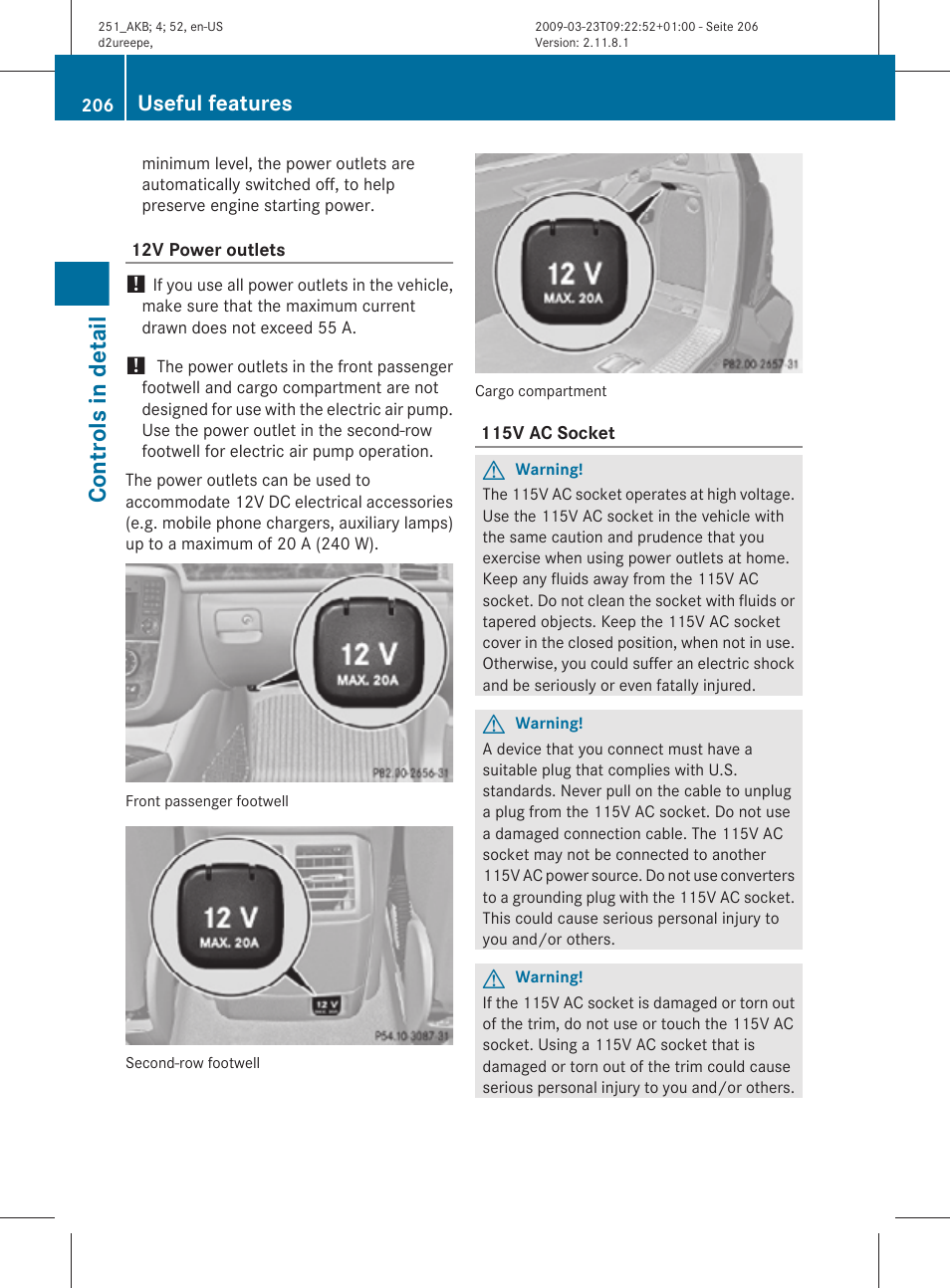 Controls in detail, Useful features | Mercedes-Benz R-Class 2010 Owners Manual User Manual | Page 208 / 364