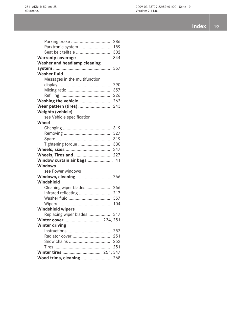 Index | Mercedes-Benz R-Class 2010 Owners Manual User Manual | Page 21 / 364