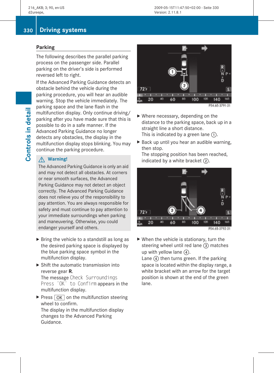 Controls in detail, Driving systems | Mercedes-Benz CL-Class 2010 Owners Manual User Manual | Page 332 / 500