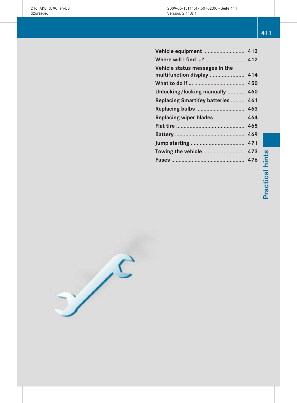 Practical hints | Mercedes-Benz CL-Class 2010 Owners Manual User Manual | Page 413 / 500