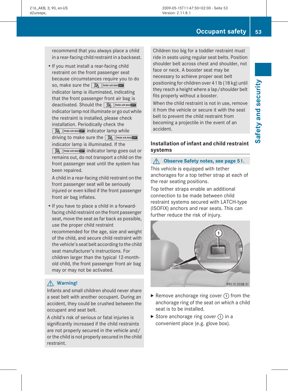 Safety and security, Occupant safety | Mercedes-Benz CL-Class 2010 Owners Manual User Manual | Page 55 / 500