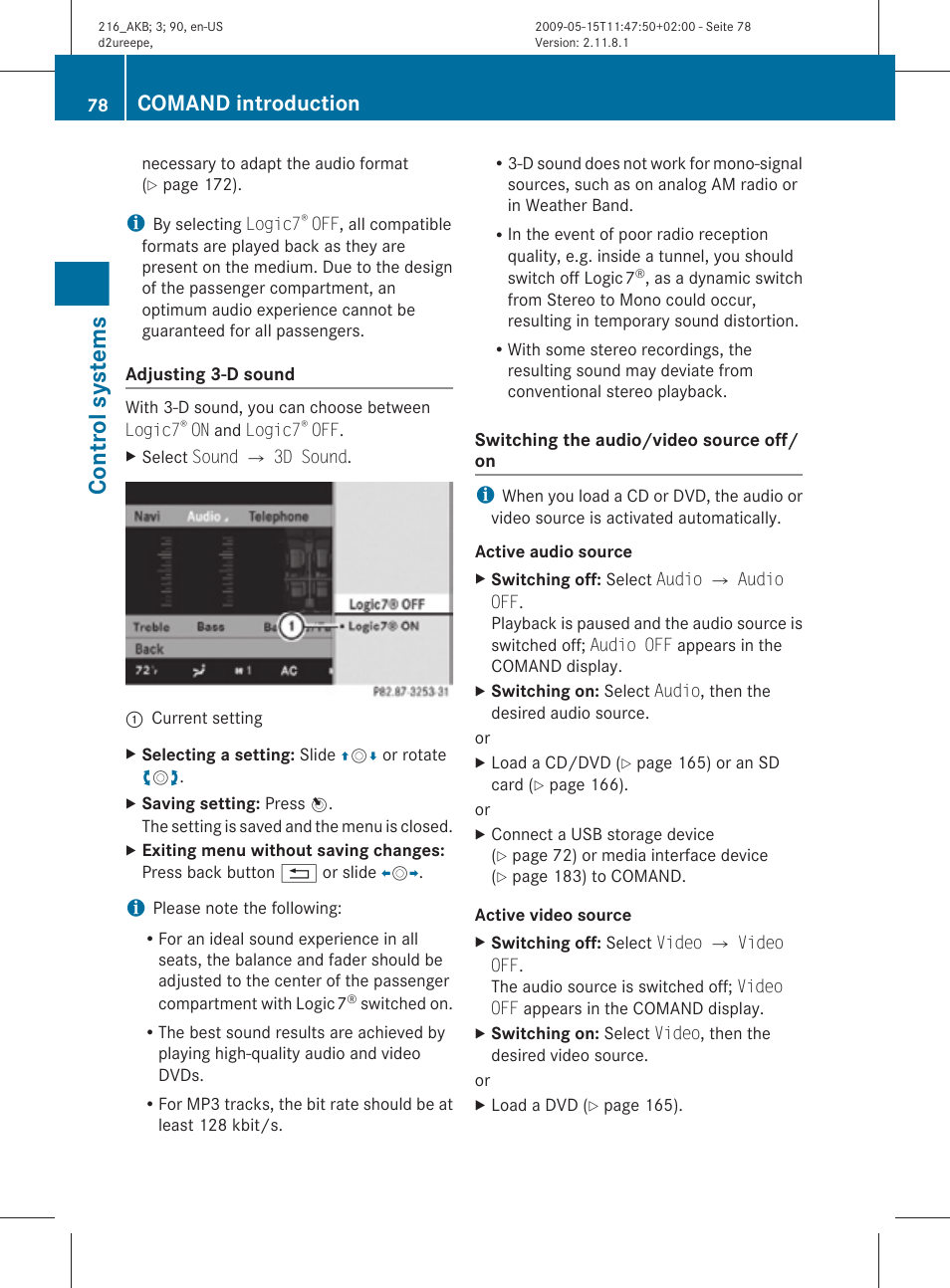 Control systems, Comand introduction | Mercedes-Benz CL-Class 2010 Owners Manual User Manual | Page 80 / 500