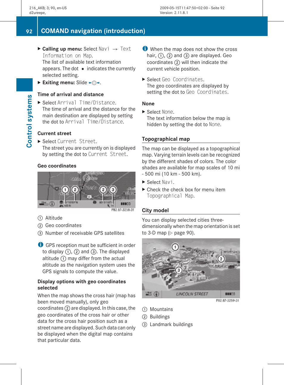 Display is switched off, City (3d), Control systems | Comand navigation (introduction) | Mercedes-Benz CL-Class 2010 Owners Manual User Manual | Page 94 / 500