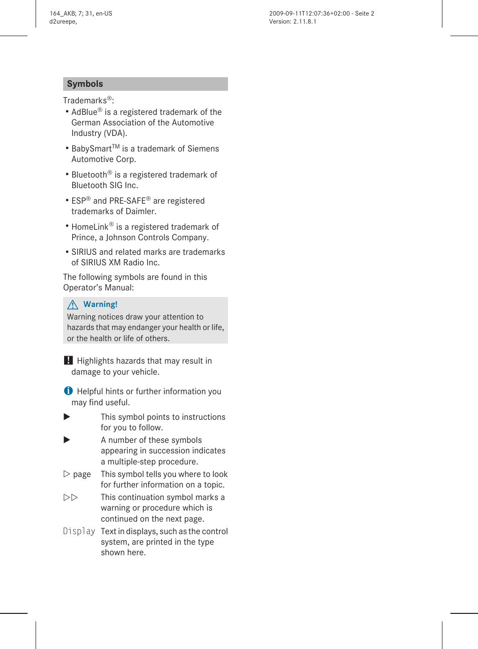 Mercedes-Benz M-Class 2010 Owners Manual User Manual | Page 2 / 368