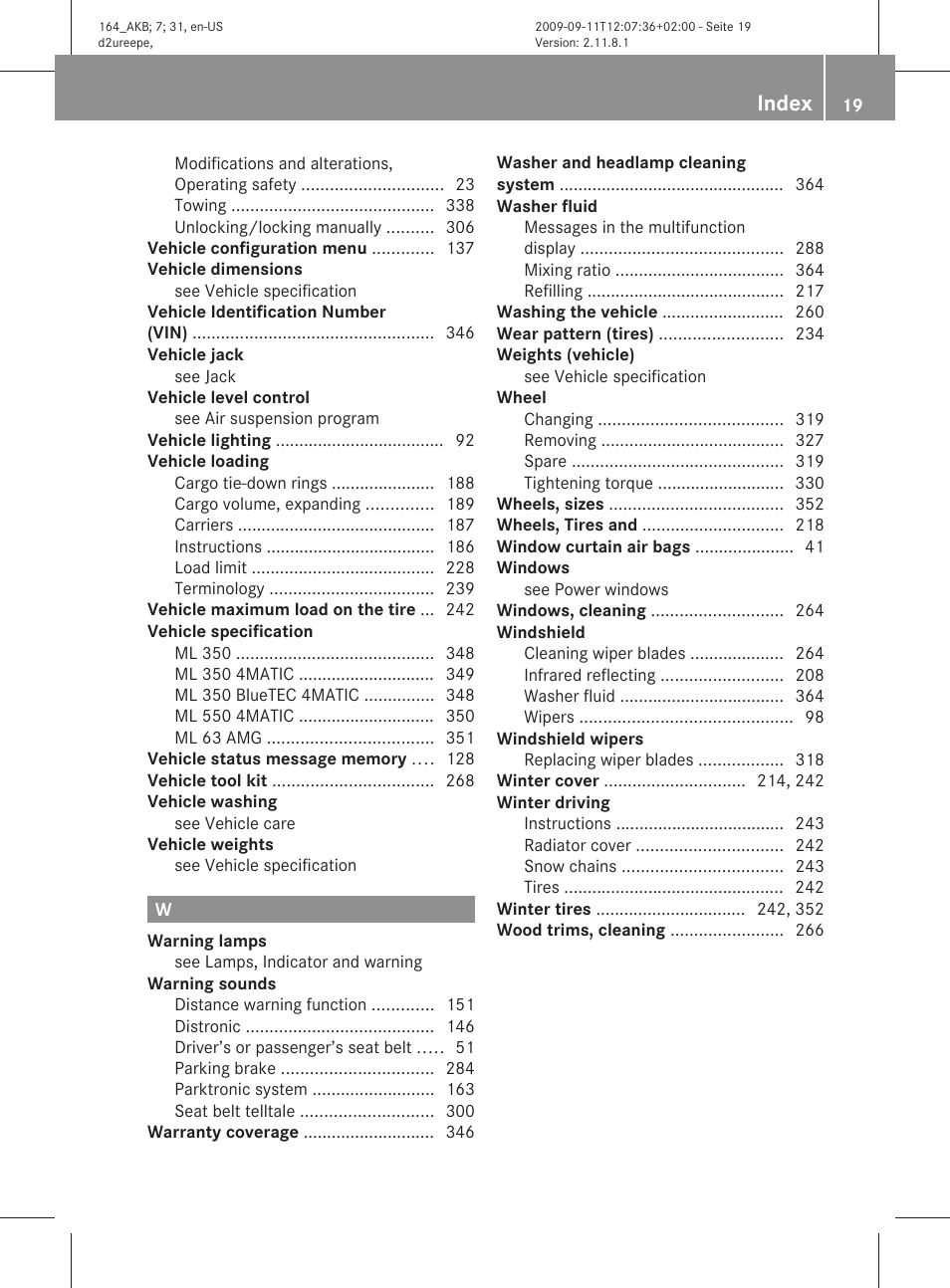 Index | Mercedes-Benz M-Class 2010 Owners Manual User Manual | Page 21 / 368
