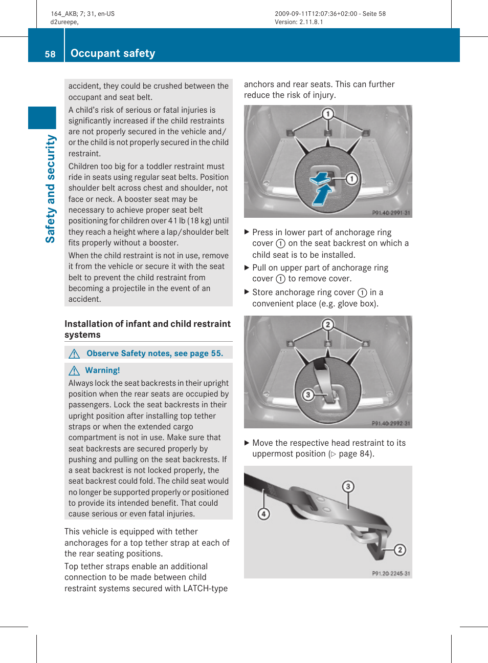 Safety and security, Occupant safety | Mercedes-Benz M-Class 2010 Owners Manual User Manual | Page 60 / 368