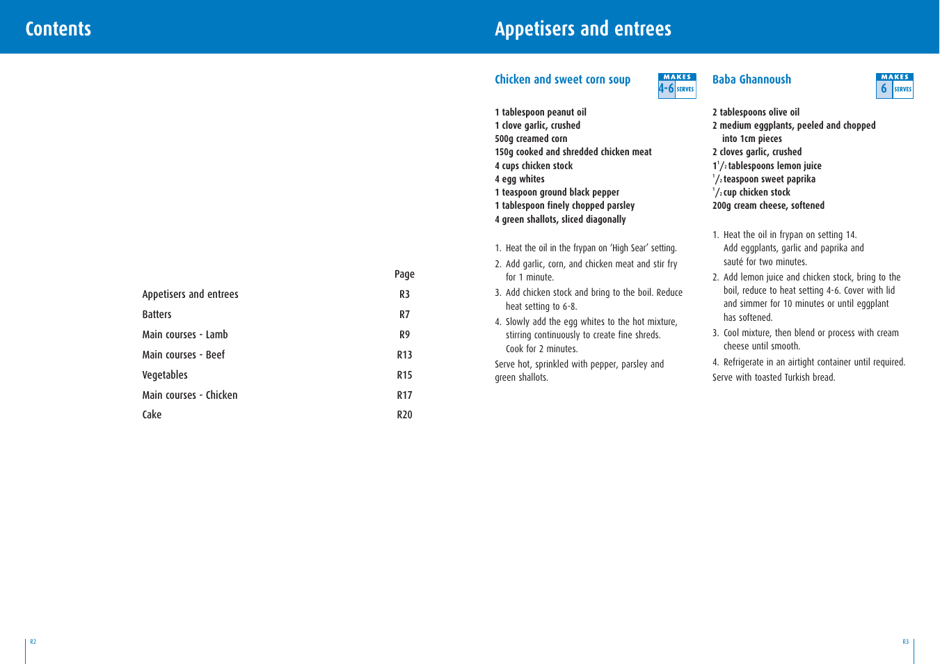 Contents appetisers and entrees | Breville BEF400 User Manual | Page 11 / 20