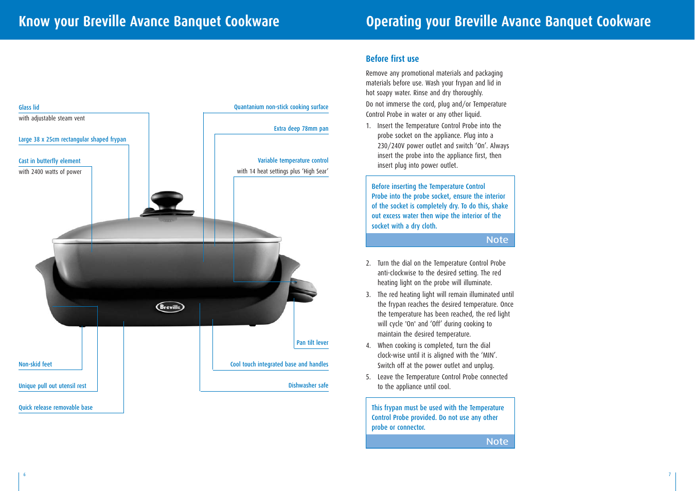 Operating your breville avance banquet cookware, Know your breville avance banquet cookware | Breville BEF400 User Manual | Page 4 / 20