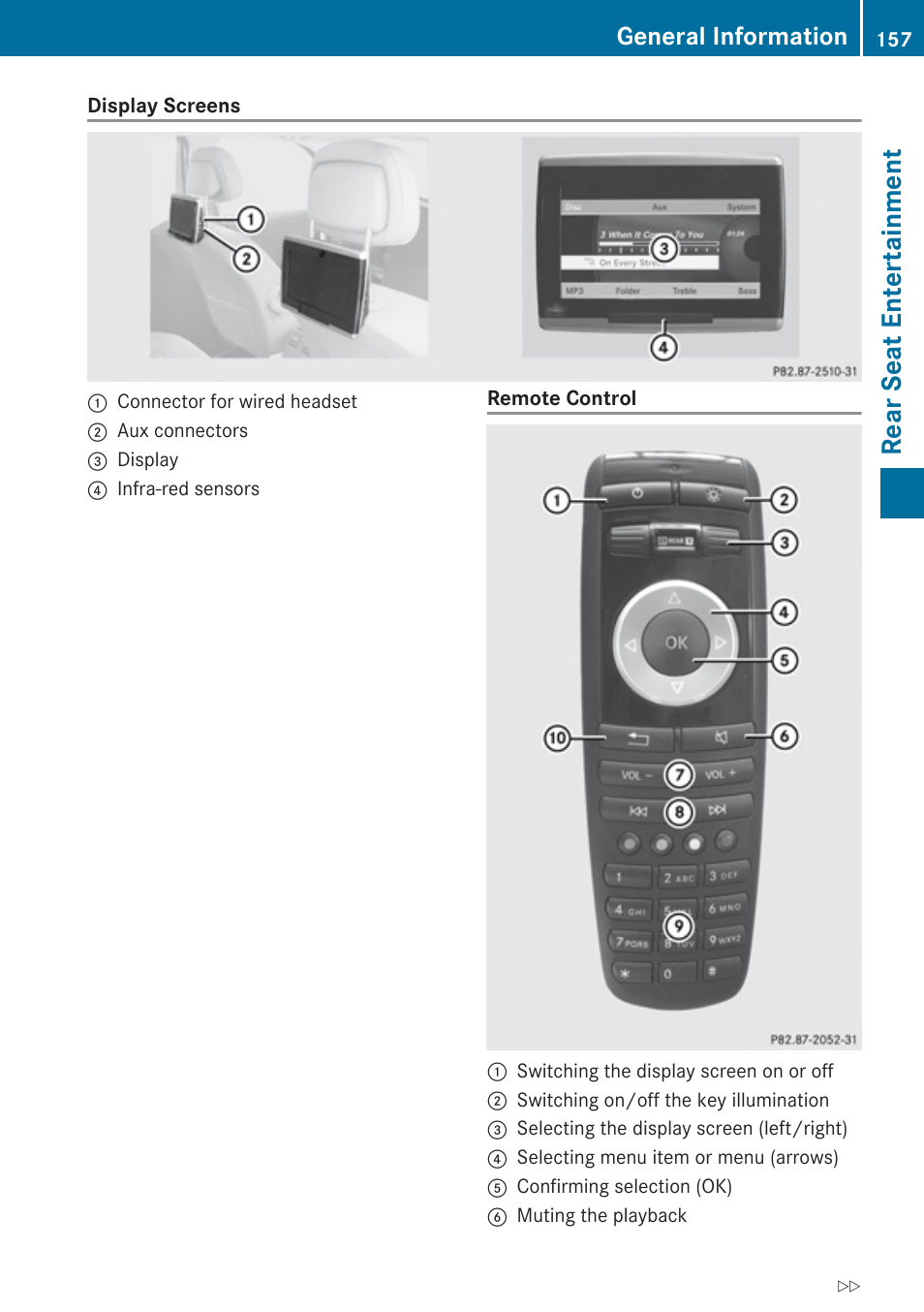 Rear seat entertainment, General information | Mercedes-Benz C-Class 2010 COMAND Manual User Manual | Page 159 / 212