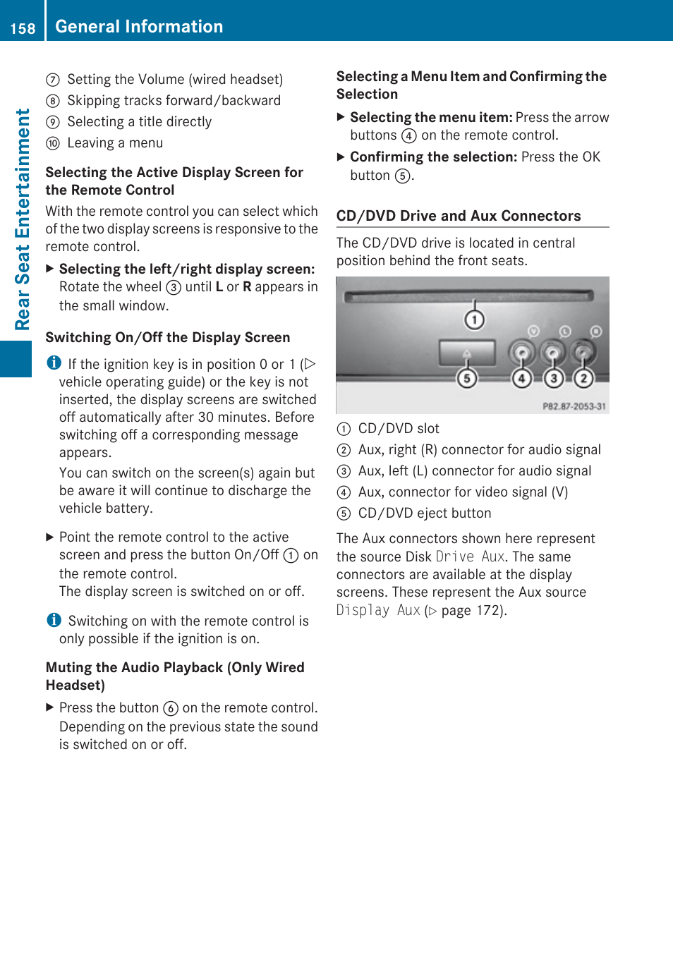 Rear seat entertainment, General information | Mercedes-Benz C-Class 2010 COMAND Manual User Manual | Page 160 / 212