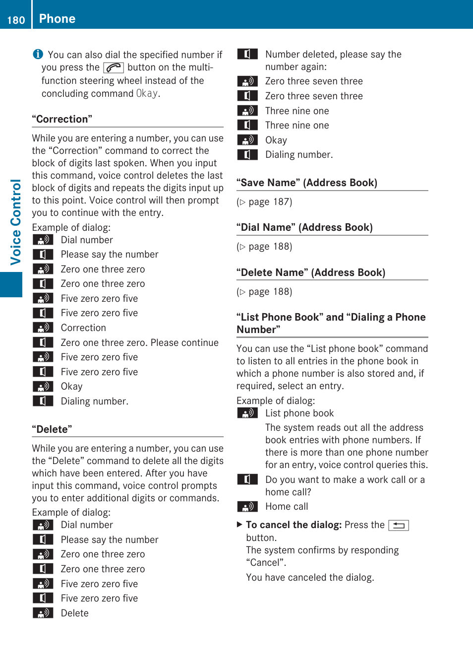 Voice control, Phone | Mercedes-Benz C-Class 2010 COMAND Manual User Manual | Page 182 / 212