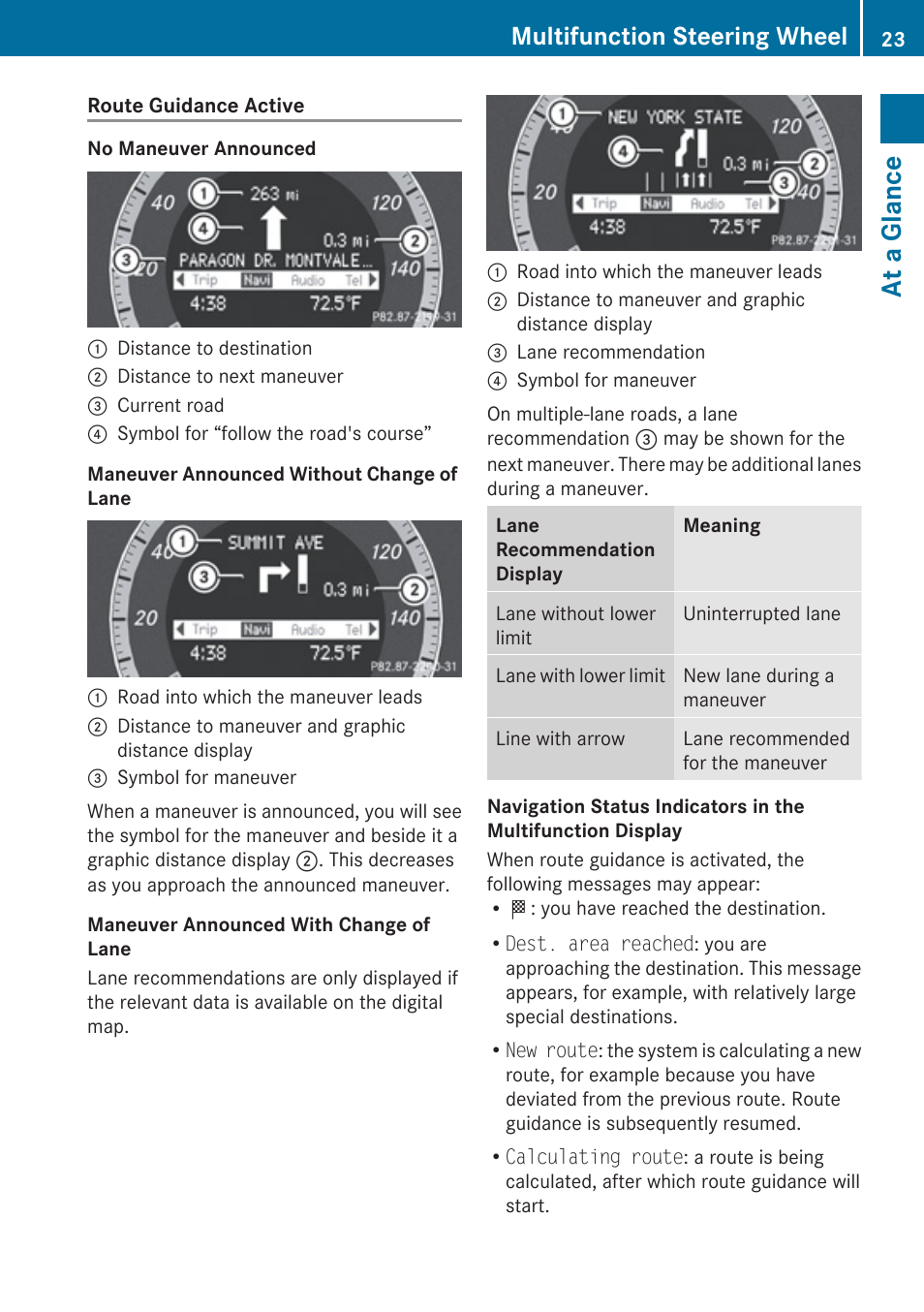 At a glance, Multifunction steering wheel | Mercedes-Benz C-Class 2010 COMAND Manual User Manual | Page 25 / 212