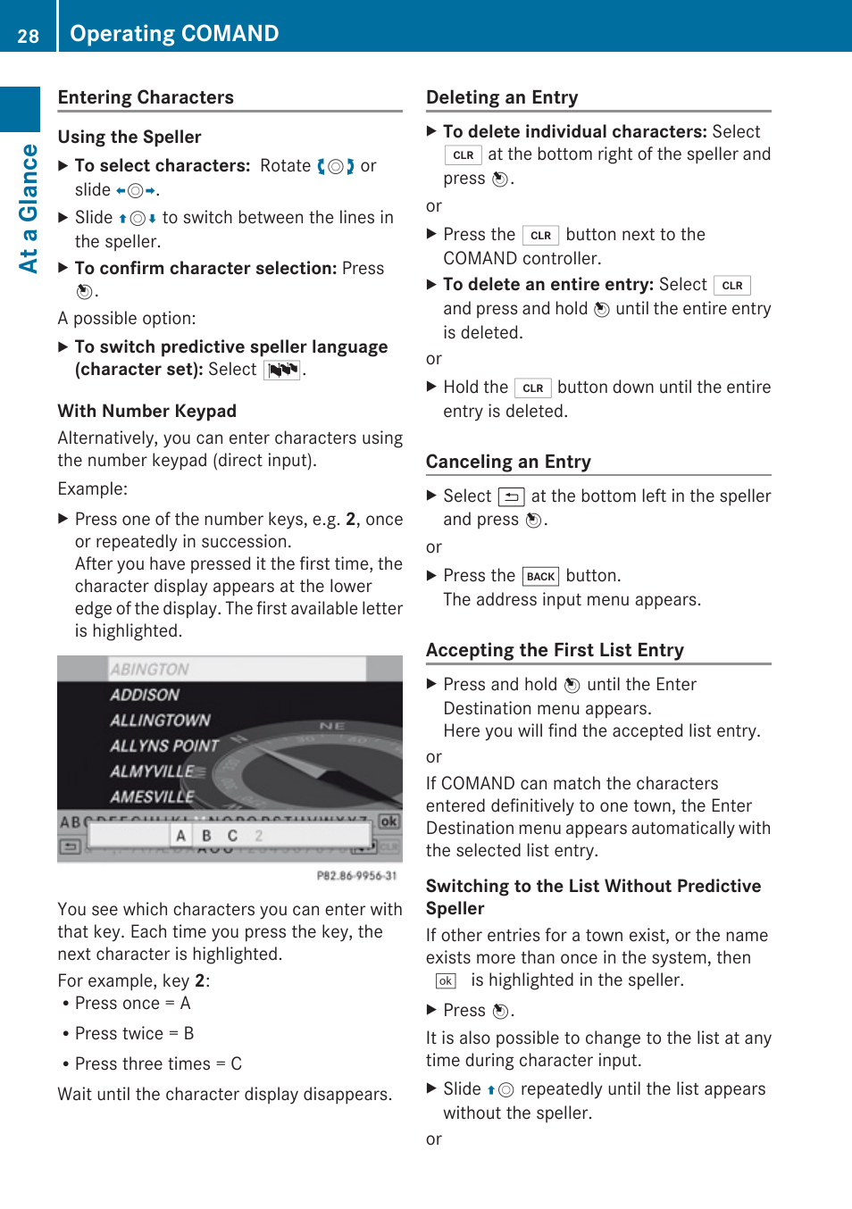 At a glance, Operating comand | Mercedes-Benz C-Class 2010 COMAND Manual User Manual | Page 30 / 212