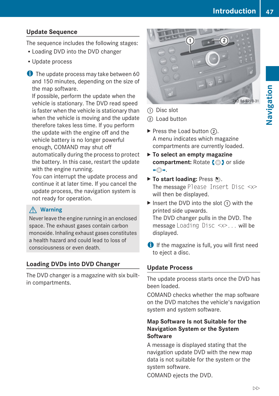 Navigation, Introduction | Mercedes-Benz C-Class 2010 COMAND Manual User Manual | Page 49 / 212