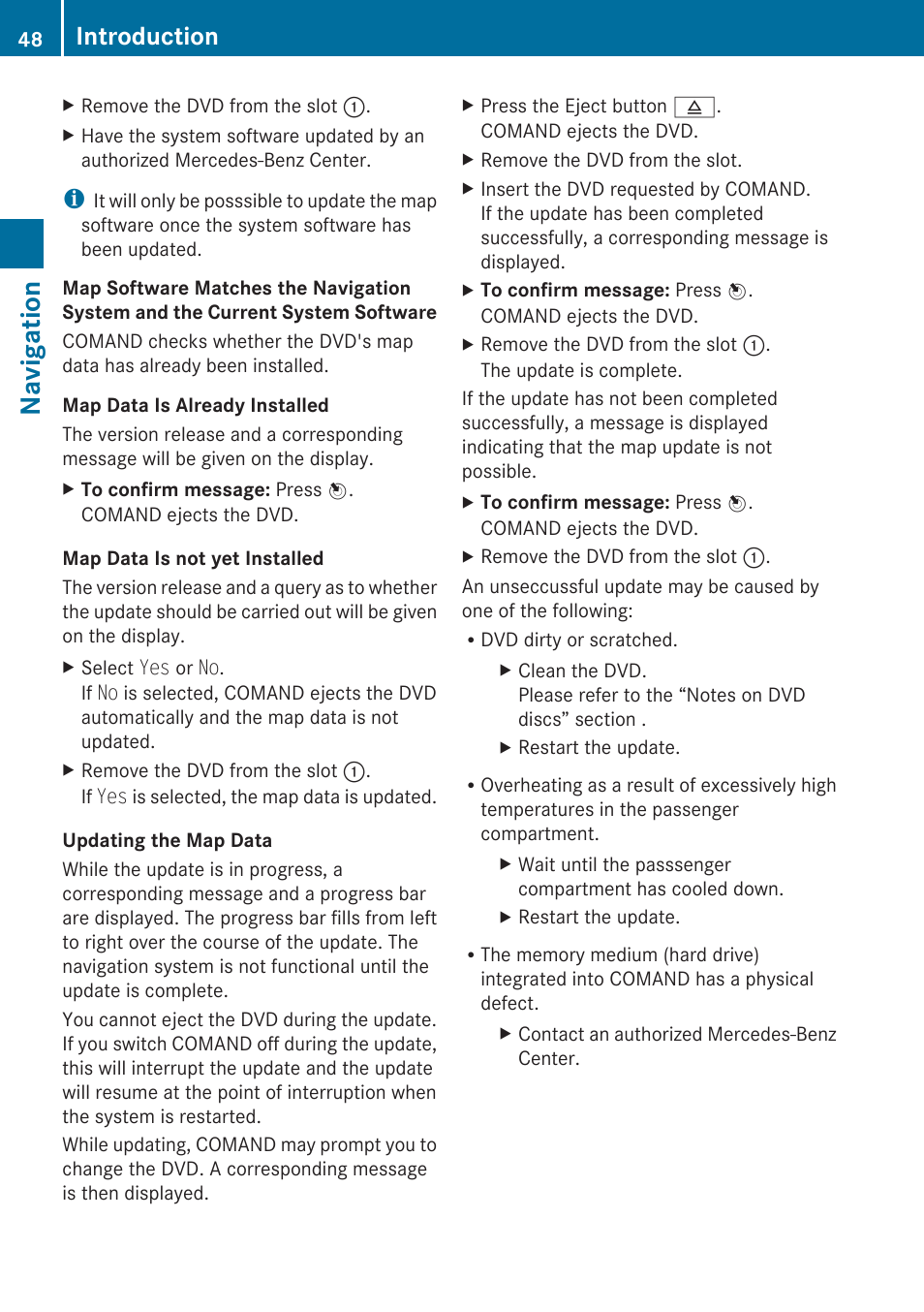 Navigation, Introduction | Mercedes-Benz C-Class 2010 COMAND Manual User Manual | Page 50 / 212