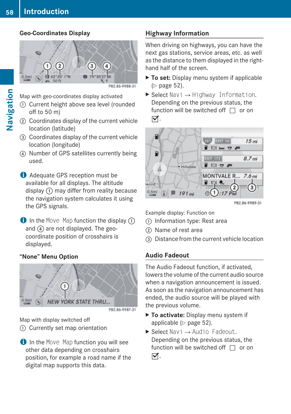 Navigation, Introduction | Mercedes-Benz C-Class 2010 COMAND Manual User Manual | Page 60 / 212