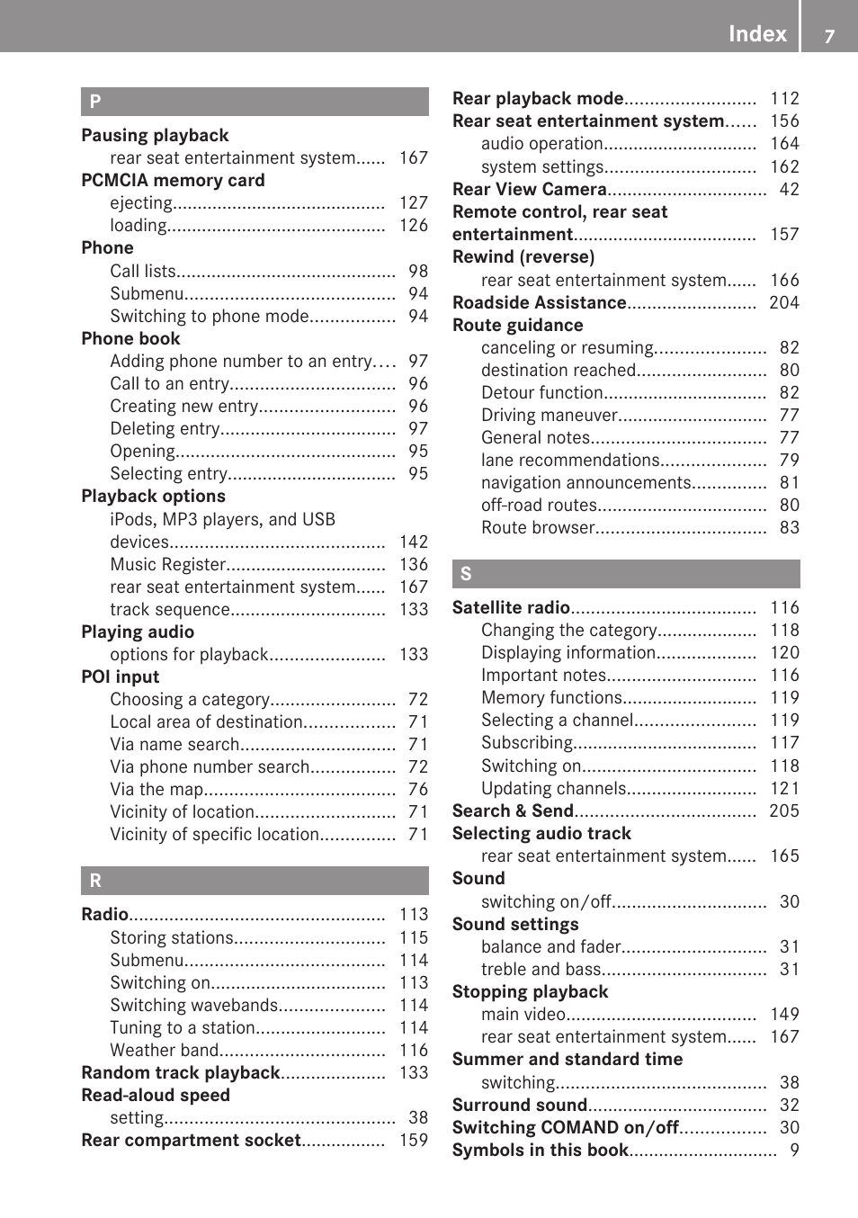Index | Mercedes-Benz C-Class 2010 COMAND Manual User Manual | Page 9 / 212