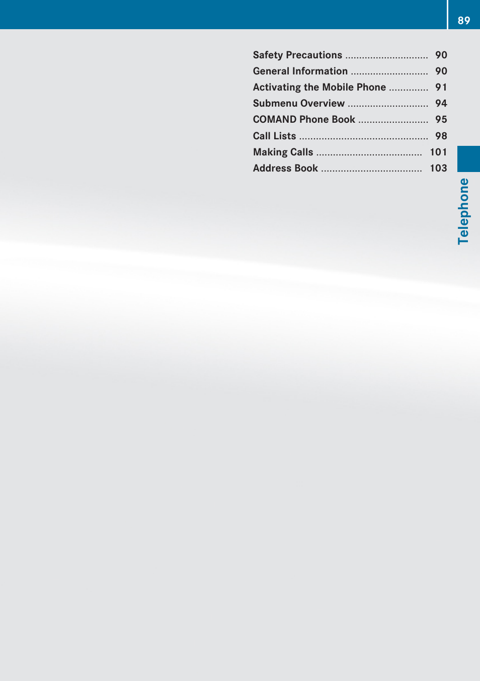 Telephone | Mercedes-Benz C-Class 2010 COMAND Manual User Manual | Page 91 / 212