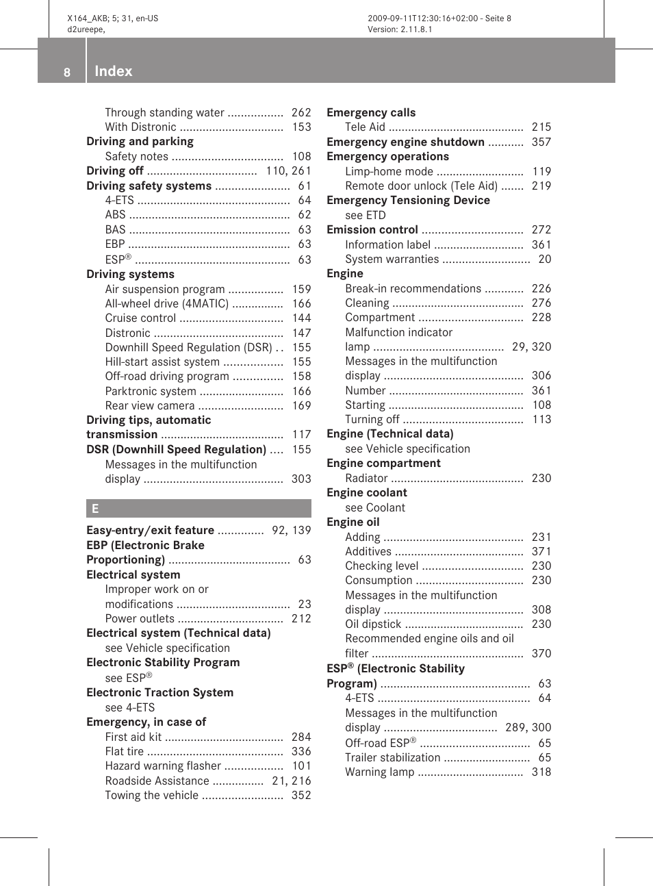 Index | Mercedes-Benz GL-Class 2010 Owners Manual User Manual | Page 10 / 380