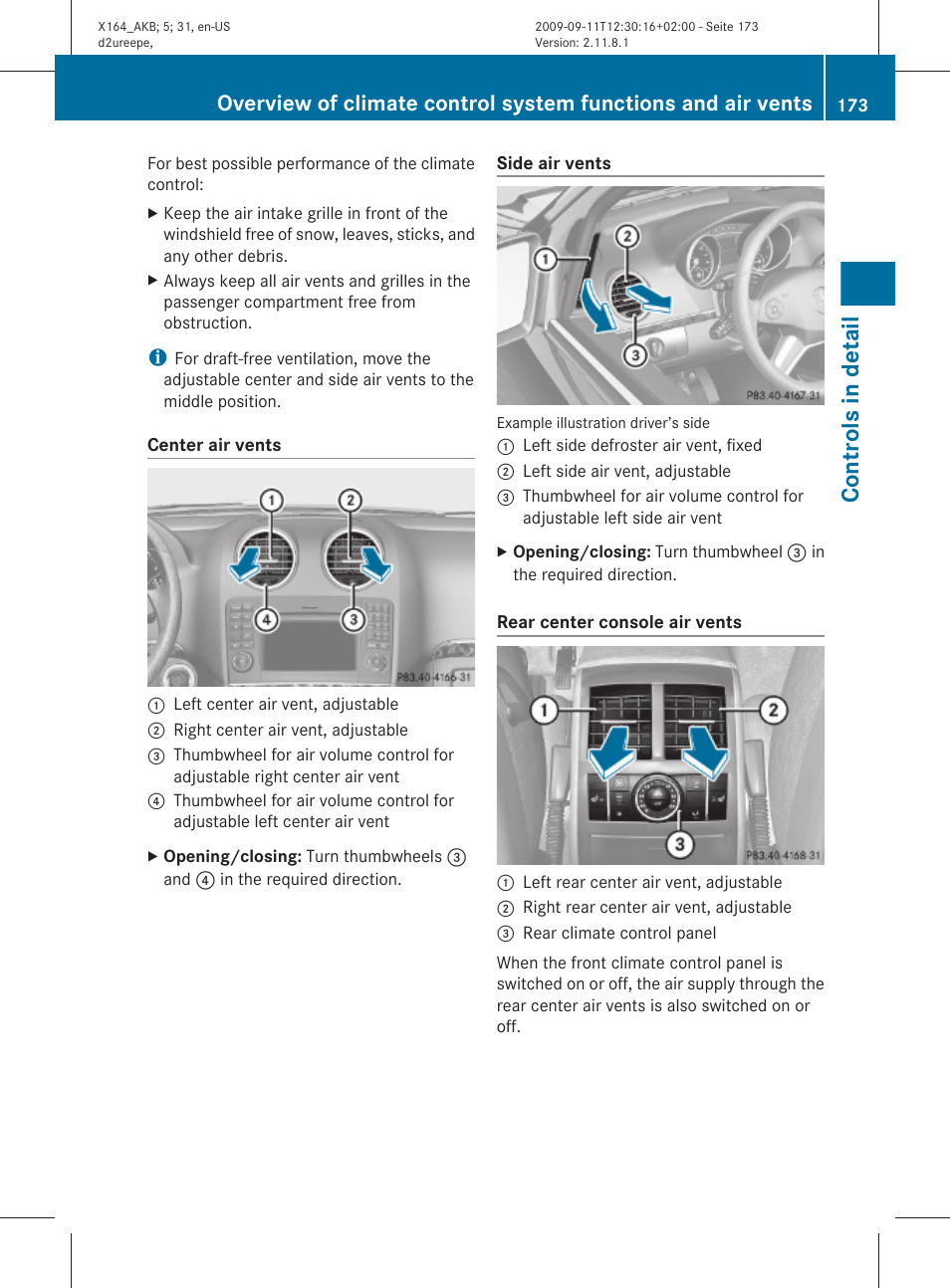 Controls in detail | Mercedes-Benz GL-Class 2010 Owners Manual User Manual | Page 175 / 380