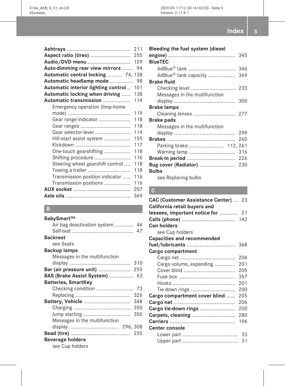Index | Mercedes-Benz GL-Class 2010 Owners Manual User Manual | Page 7 / 380