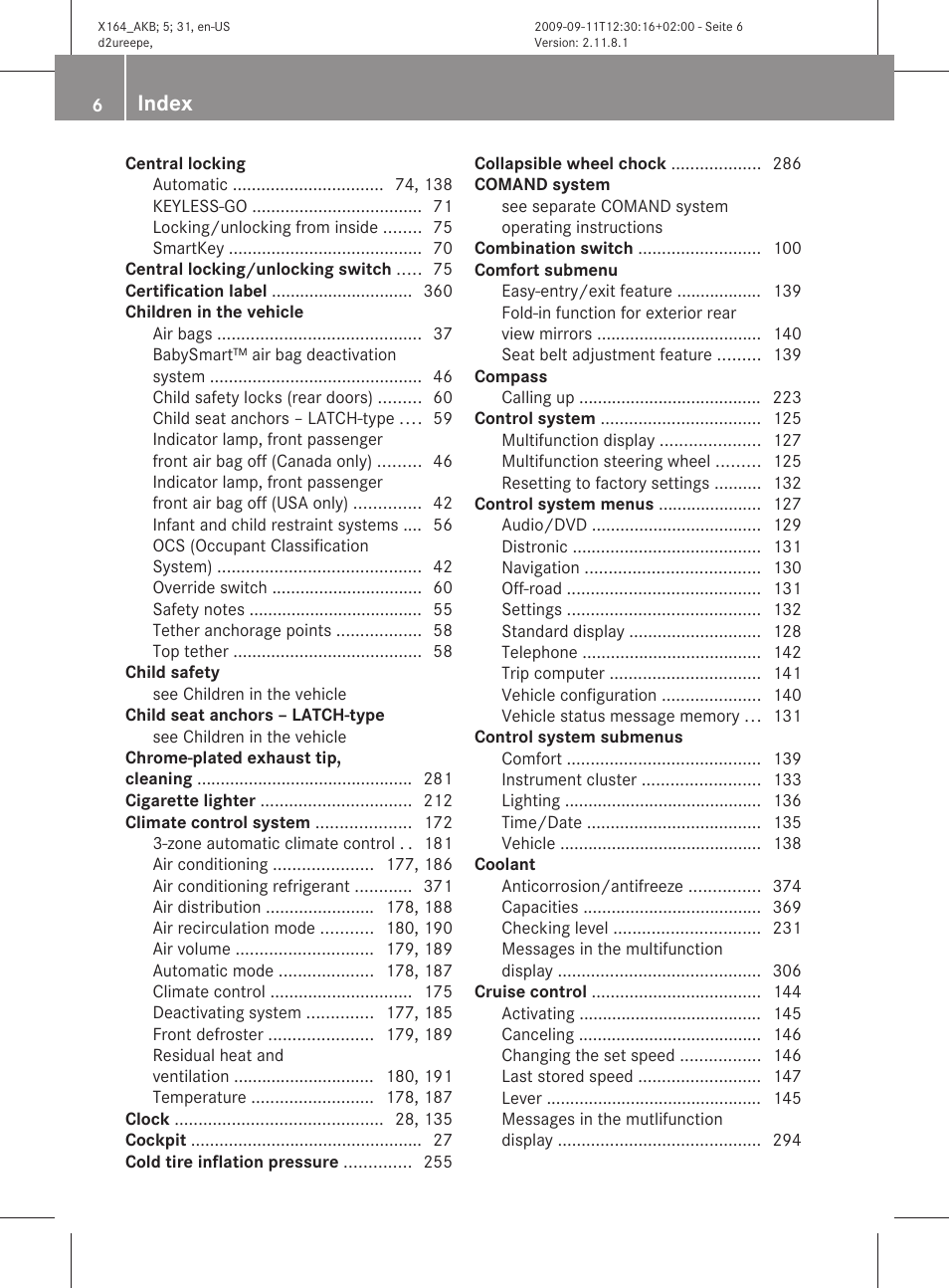 Index | Mercedes-Benz GL-Class 2010 Owners Manual User Manual | Page 8 / 380