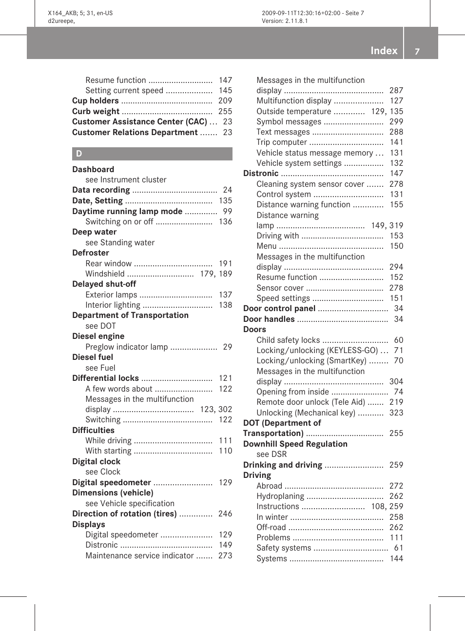 Index | Mercedes-Benz GL-Class 2010 Owners Manual User Manual | Page 9 / 380