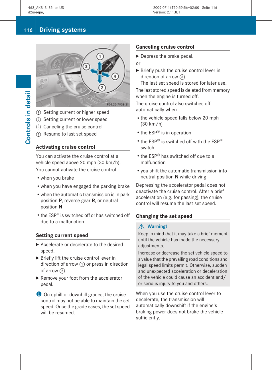 Controls in detail, Driving systems | Mercedes-Benz G-Class 2010 Owners Manual User Manual | Page 118 / 272
