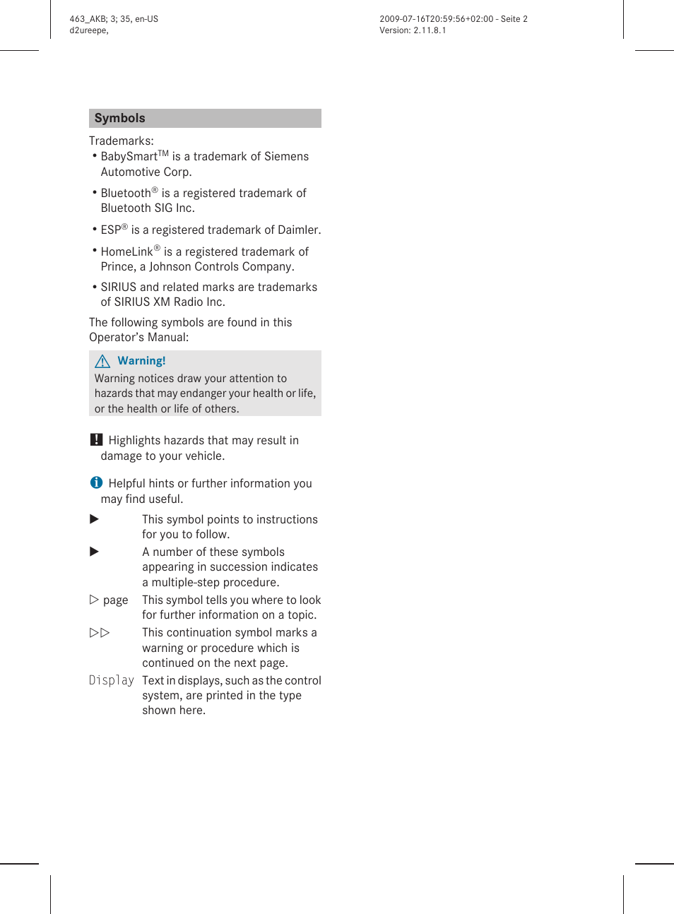 Mercedes-Benz G-Class 2010 Owners Manual User Manual | Page 2 / 272
