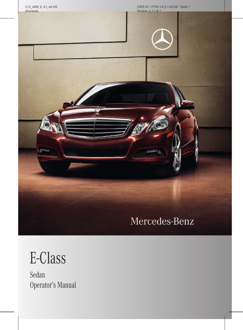 Mercedes-Benz E-Sedan 2010 Owners Manual User Manual | 372 pages