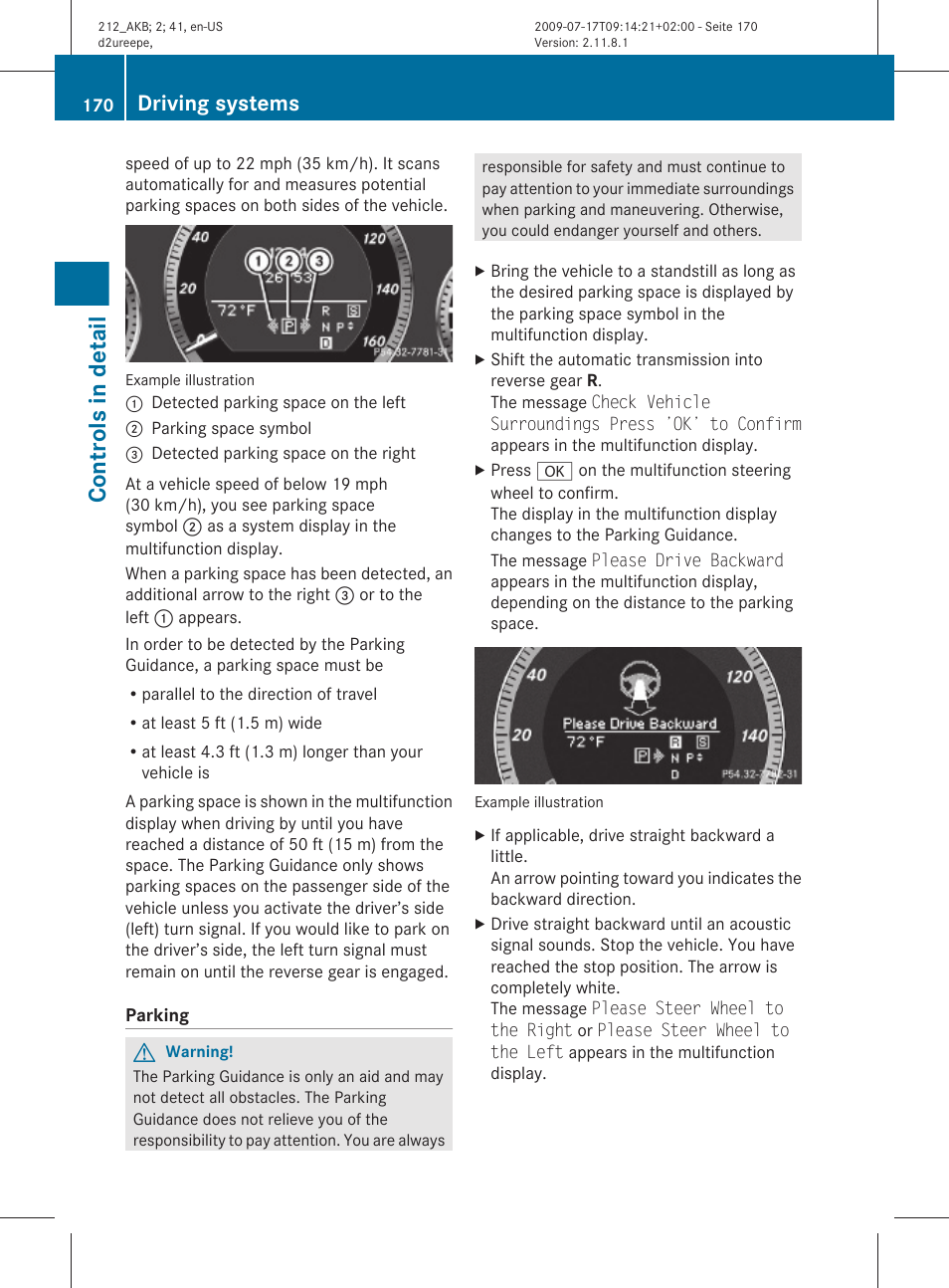 Controls in detail, Driving systems | Mercedes-Benz E-Sedan 2010 Owners Manual User Manual | Page 172 / 372