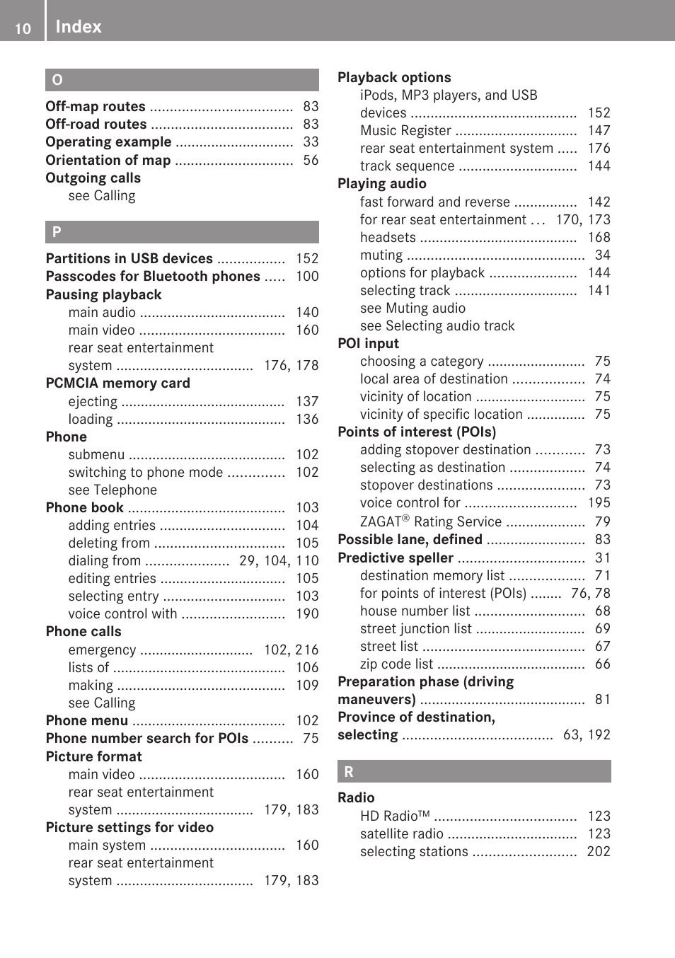 Index | Mercedes-Benz E-Coupe 2010 COMAND Manual User Manual | Page 12 / 224