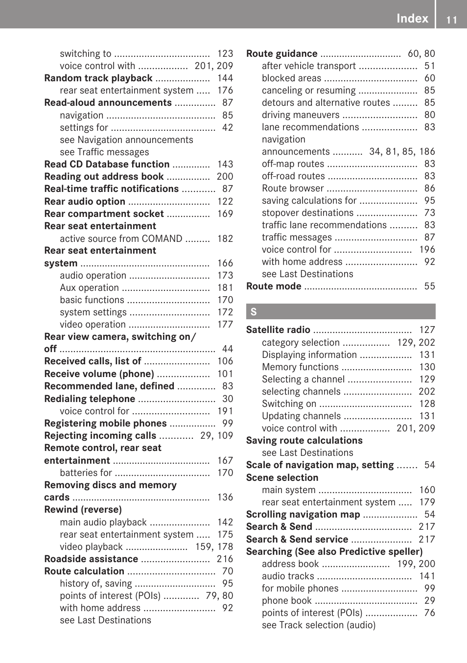 Index | Mercedes-Benz E-Coupe 2010 COMAND Manual User Manual | Page 13 / 224