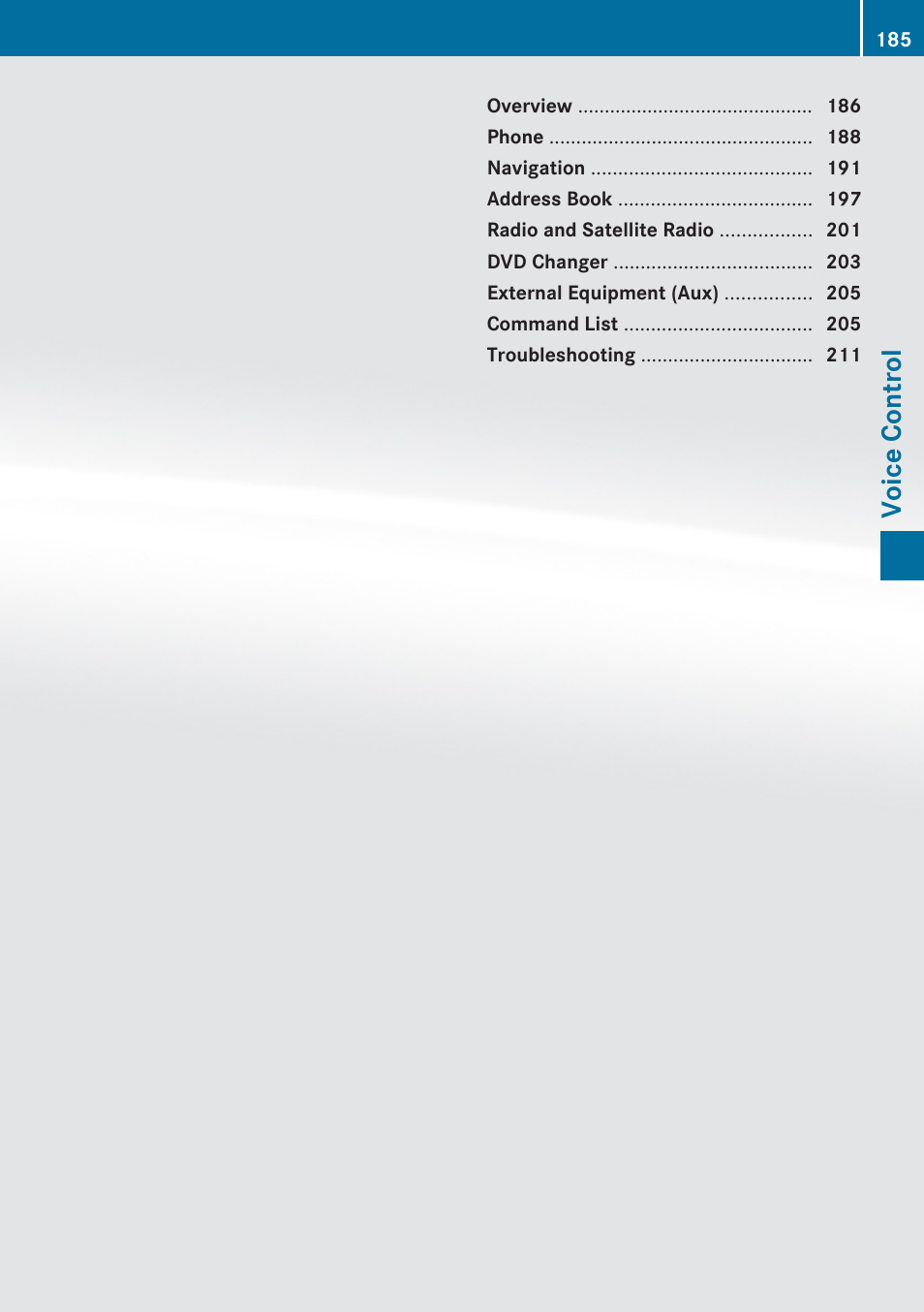 Voice control | Mercedes-Benz E-Coupe 2010 COMAND Manual User Manual | Page 187 / 224