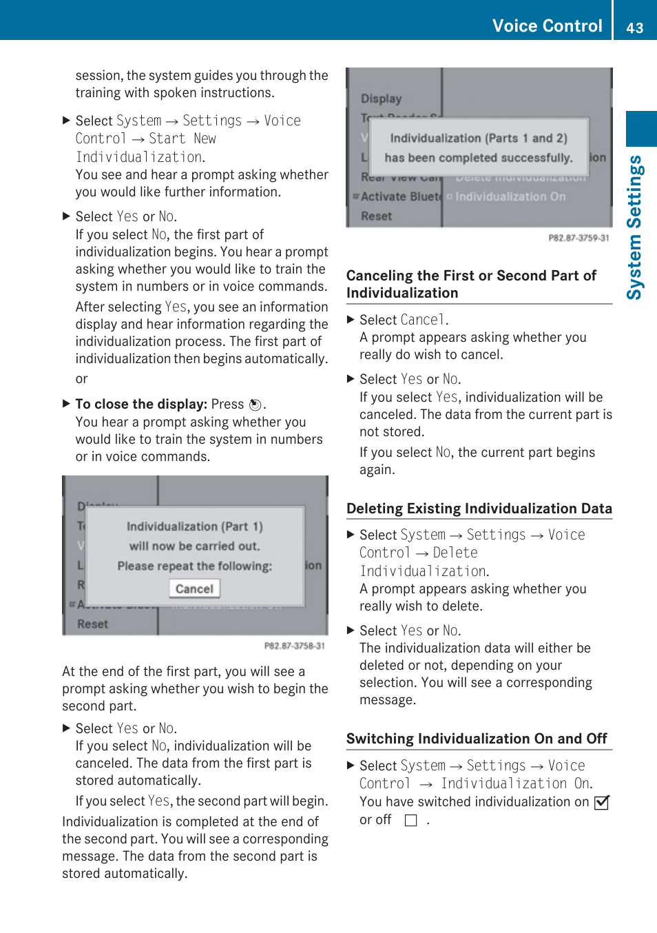System settings, Voice control | Mercedes-Benz E-Coupe 2010 COMAND Manual User Manual | Page 45 / 224