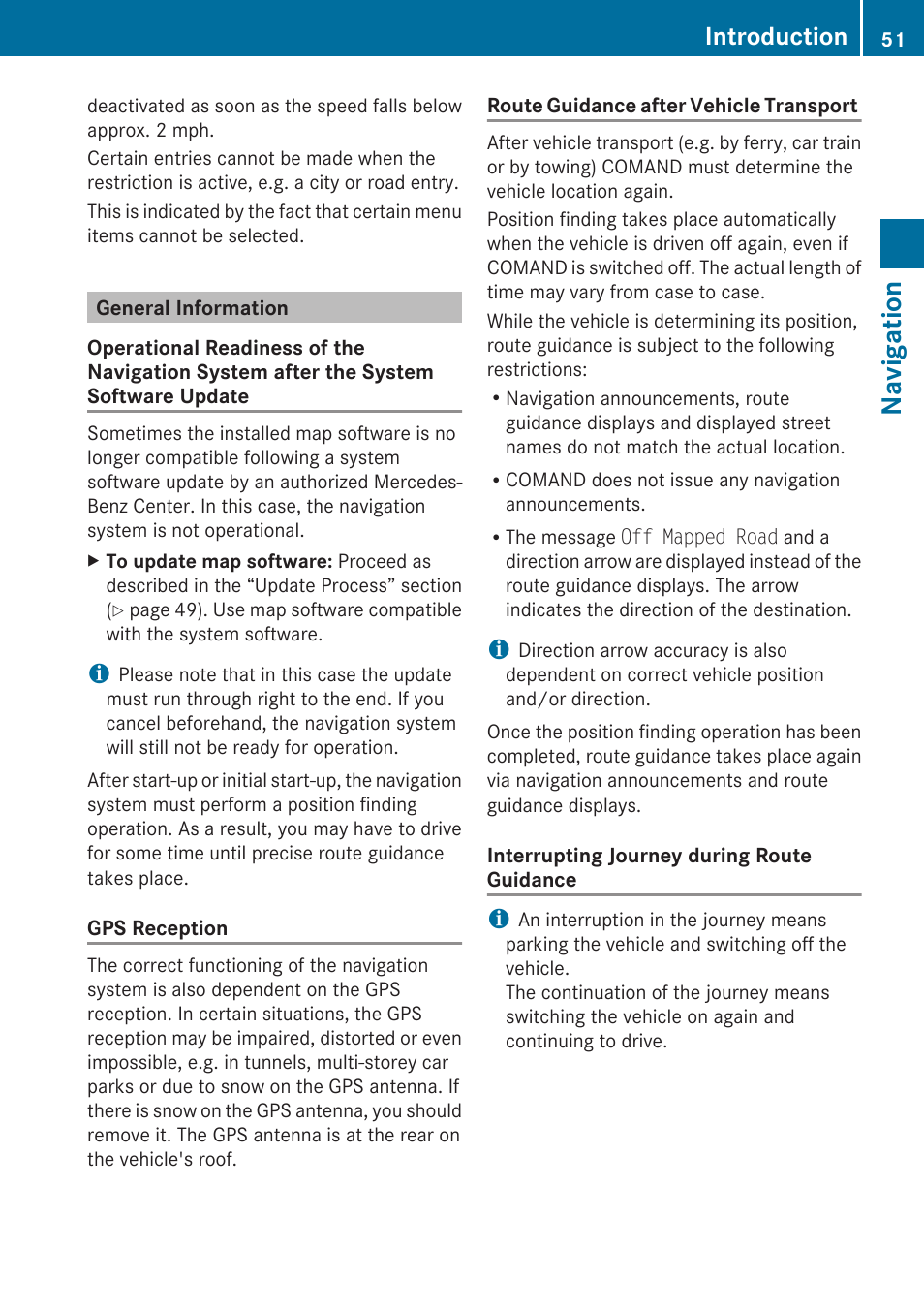 General information, Navigation, Introduction | Mercedes-Benz E-Coupe 2010 COMAND Manual User Manual | Page 53 / 224