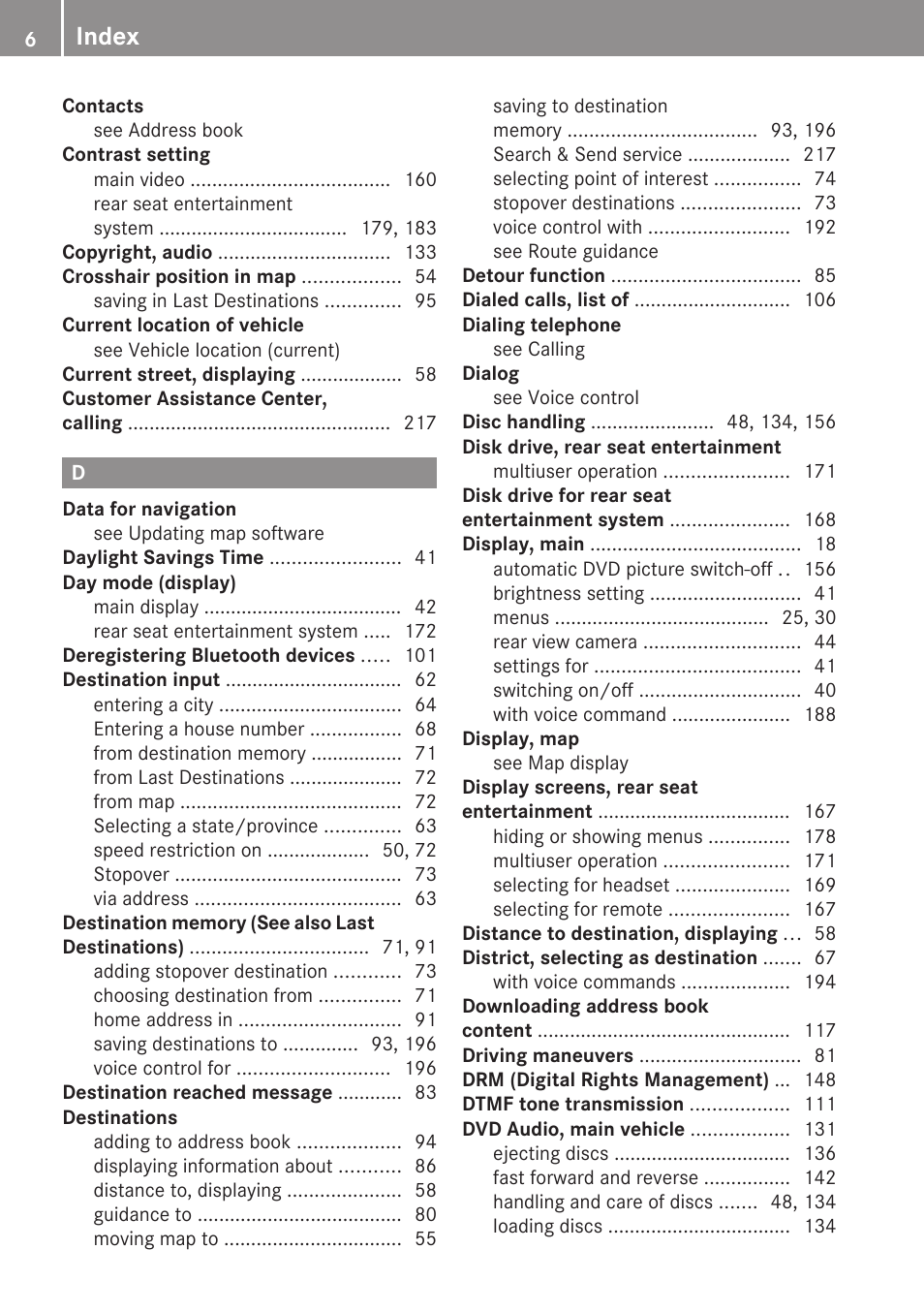 Index | Mercedes-Benz E-Coupe 2010 COMAND Manual User Manual | Page 8 / 224