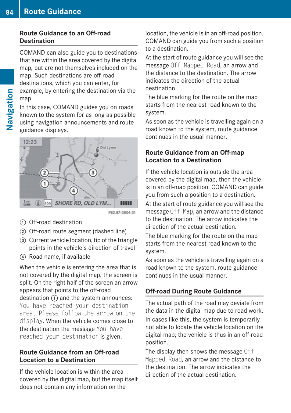 Navigation, Route guidance | Mercedes-Benz E-Coupe 2010 COMAND Manual User Manual | Page 86 / 224