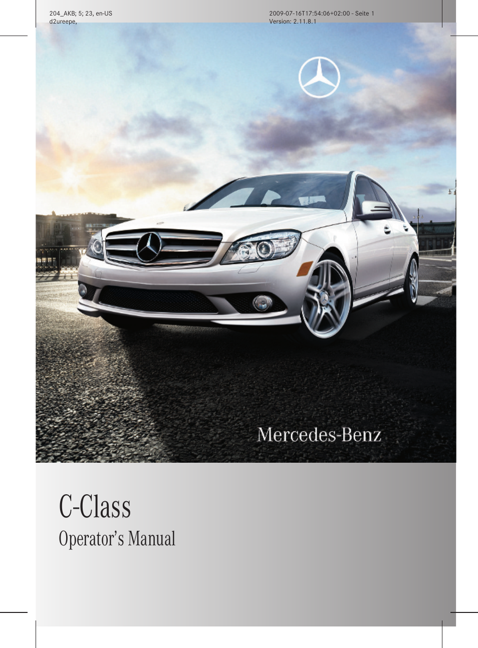 Mercedes-Benz C-Class 2010 Owners Manual User Manual | 364 pages