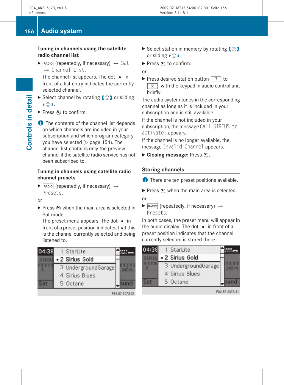 Controls in detail, Audio system | Mercedes-Benz C-Class 2010 Owners Manual User Manual | Page 158 / 364