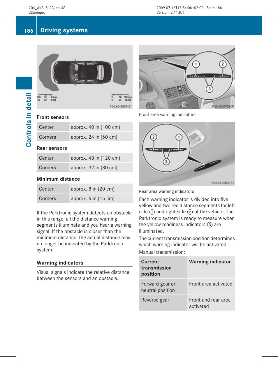 Controls in detail, Driving systems | Mercedes-Benz C-Class 2010 Owners Manual User Manual | Page 188 / 364